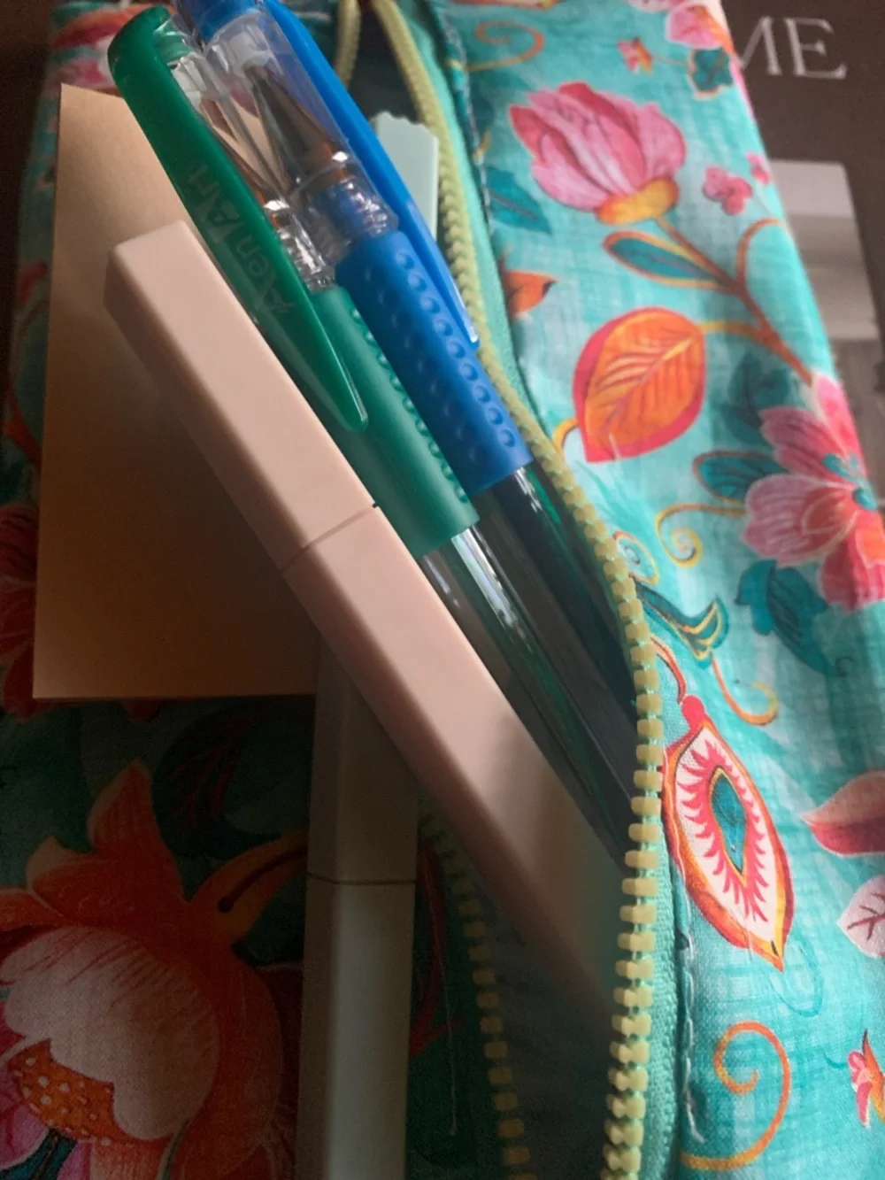 Floral Zip Pencil Case - Turquoise